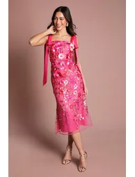 فستان كوست فاشن شيفون زهري ميدي على شكل حرف A