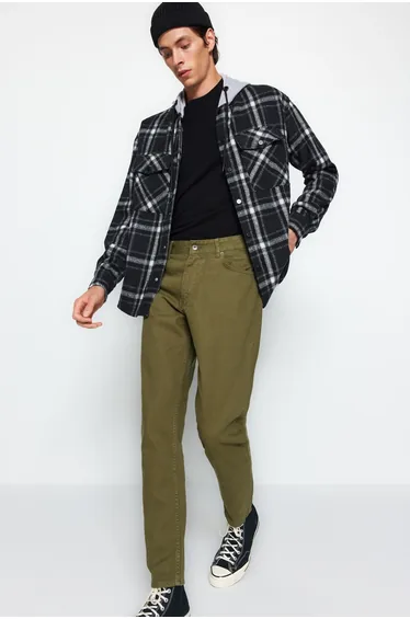 Khaki 100% Cotton Relax Fit Boyfriend Jeans