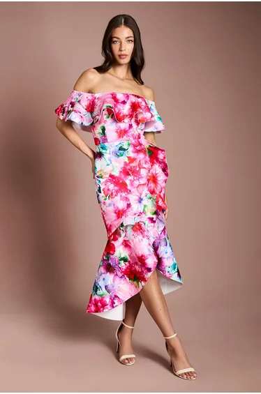 Placement Floral Scuba Dress