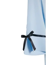Blue Ribbon/Bow Detailed Viscose Woven Pajama Set - 6