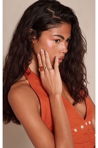 Gold Molten Brown Resin Ring Multi Pack