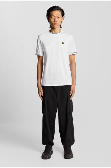 Birdseye Half Tipped T-shirt White/ Jet Black