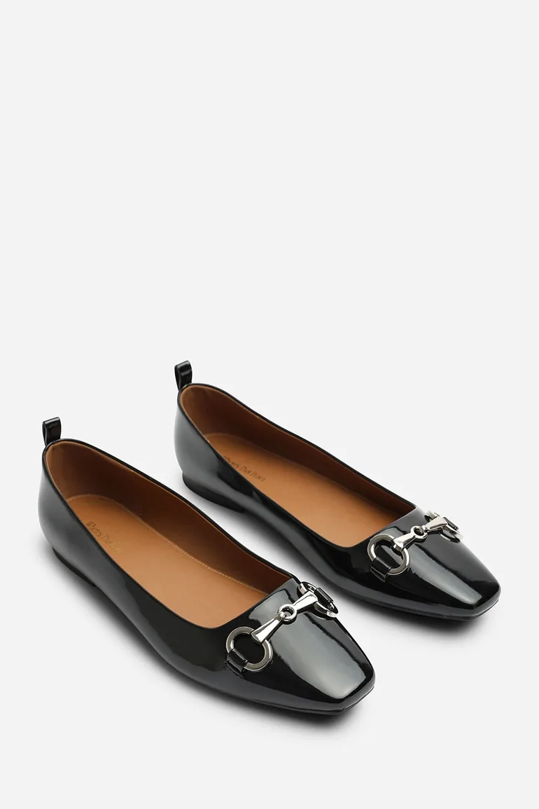 Ovarelle Girl's School Shoe Ballet Flats With Front Buckle Detail - 4