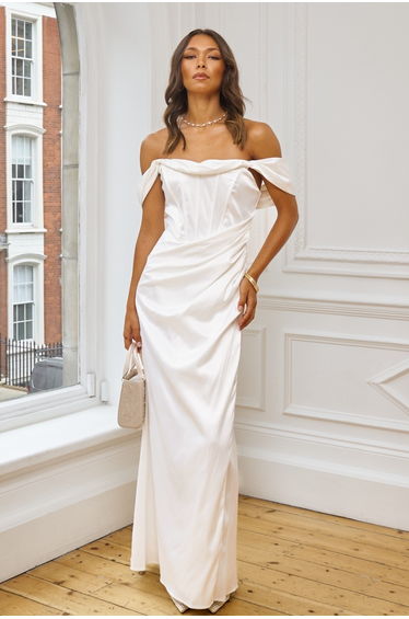TFNC Saachi White Maxi Dress