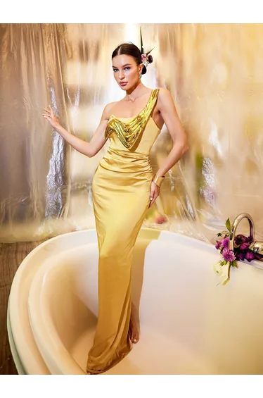 Ethel Strapless Satin Maxi Dress