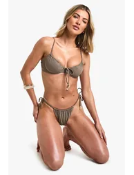 Shell Trim Underwire Tie Front Bikini Top - 1