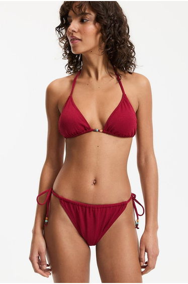 Bikini Bottoms in Textured Fabric with Ties