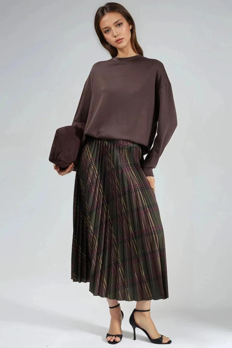 BUSEM Patterned Pleated Maxi Skirt - 1