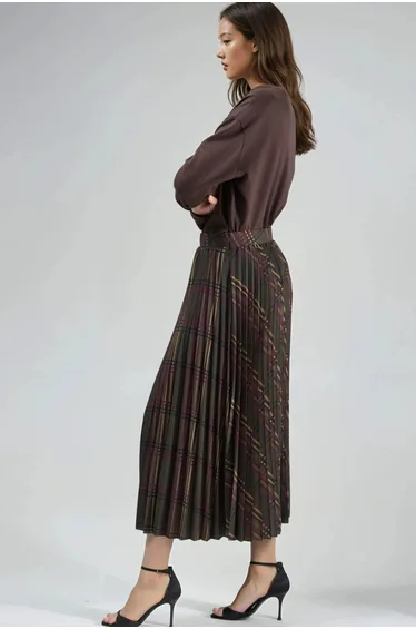 BUSEM Patterned Pleated Maxi Skirt