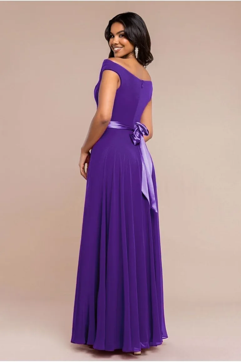 goddiva cowl neck chiffon maxi dress reviews Chiffon Bardot Cowl Neck Maxi Dress - Navy