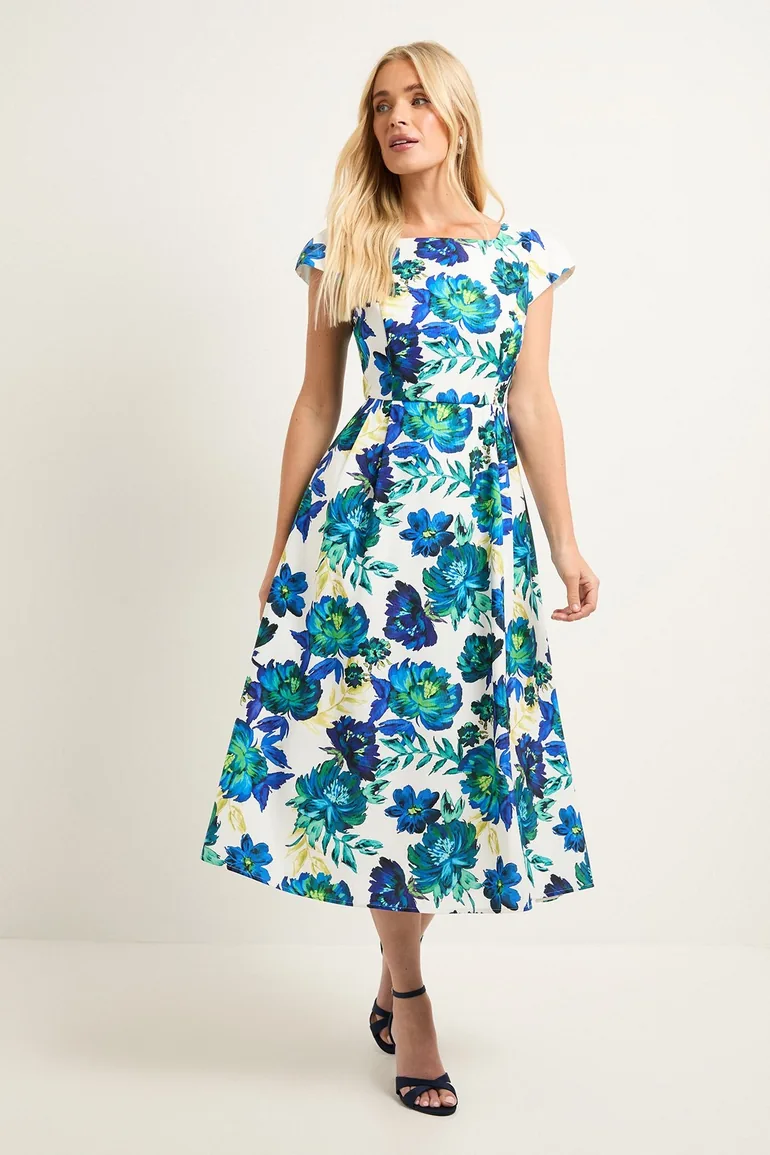 fit and flare midaxi dress Multi Oasis Lace Fit and Flare Midaxi Dress