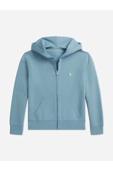 Ralph Lauren Boys Double Knit Tech Zip Up Top in Blue