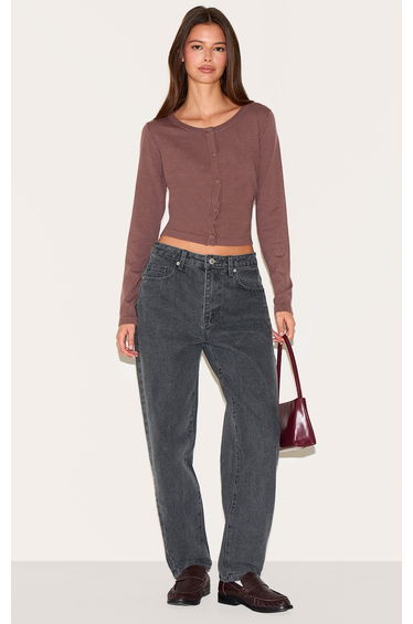 Grey High Waist Mom Jeans