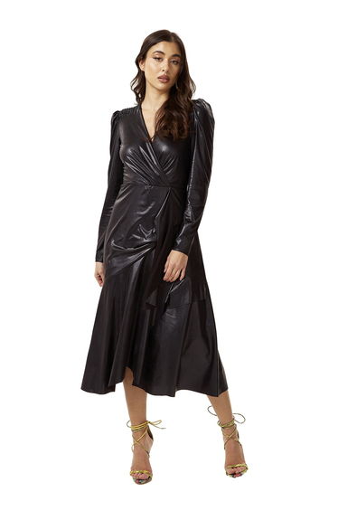 Women's Midi Dress in Black with Long Sleeves.