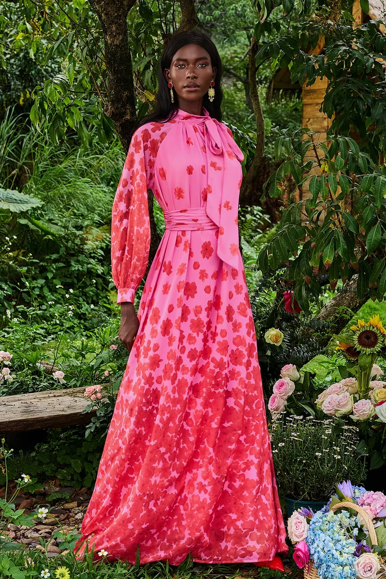 Augustine Floral Lace Up Maxi Dress JardinVue Pink : Premium Dresses : VogaCloset Libya Augustine Floral Lace Up Maxi Dress JardinVue Pink : Premium Dresses : VogaCloset Libya