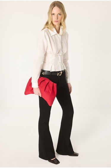 PLEATED WAISTED SHIRT WITH STONES