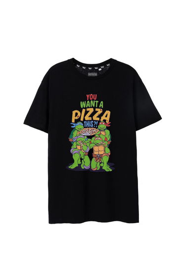 Teenage Mutant Ninja Turtles Mens You Want A Pizza This T-Shirt - Black