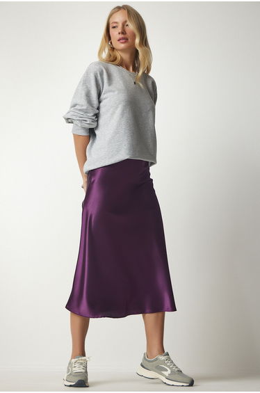 Women's Purple Satin Finish Skirt