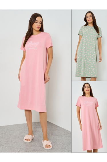 Pack of 2 - Graphic Printed T-Shirt Dress
