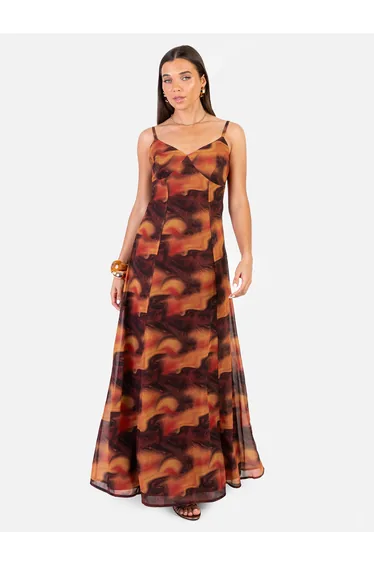 Anaya With Love Recycled Fire Marble Print Cami Shift Maxi Dress