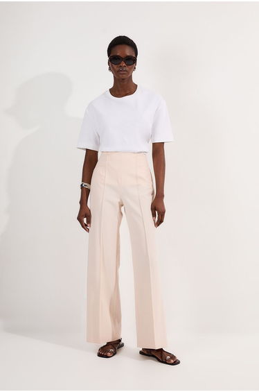 Compact Stretch Pocket Detail Tailored Wide Leg Trouser