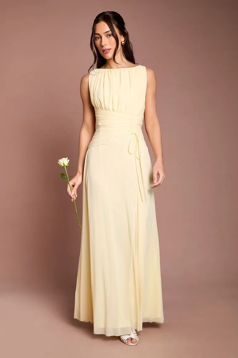 Soft Mesh Cinched Waist  Dress