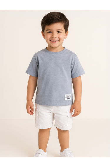 Boys Textured Knit Round Neck T-Shirt