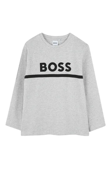 Boss Boys Logo Long-Sleeved T-Shirt - Grey