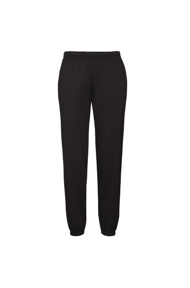 Fruit Of The Loom Mens Elasticated Cuff Jog Pants / Jogging Bottoms - Black