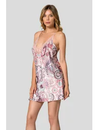 Lilac 2 Pack Floral Lace Detail Satin Weave Dressing Gown + Nightgown - 3