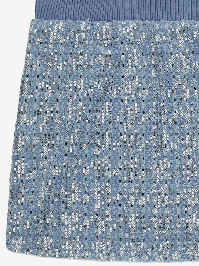 Guess Girls Sequin Denim Skirt in Blue - 3