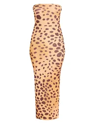 Animal Printed Onion Skin Bandeau Maxi Dress - 4