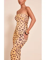 Animal Printed Onion Skin Bandeau Maxi Dress - 3