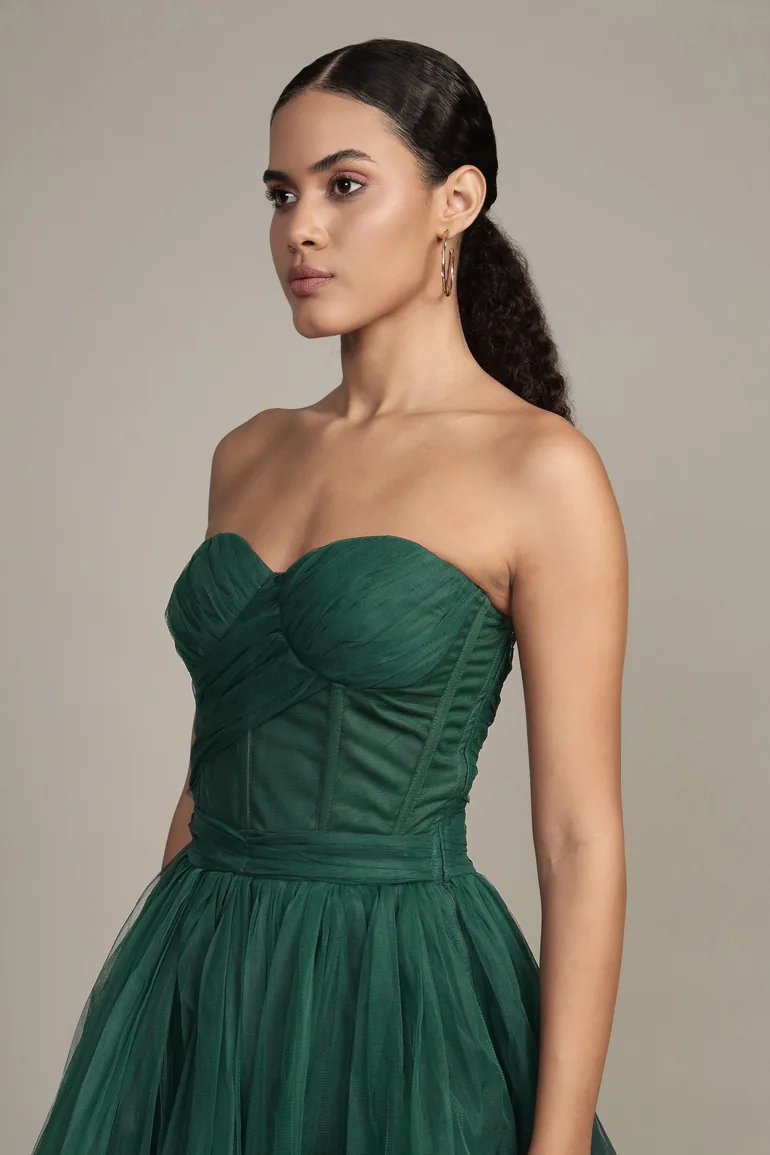 lauren green strapless mini dress Ashley Lauren 4686