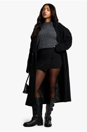 Crepe Wrap Front Mini Skirt