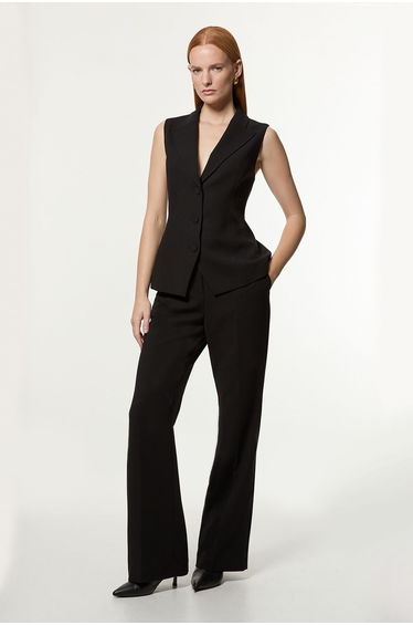 Petite Compact Stretch Essential Tailored Straight Leg Trouser