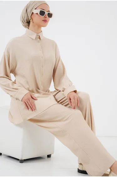 BDART Textured Knit Co-Ord Set with Shirt Collar