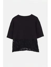 Black Lace Detailed Knitted Plus Size Blouse Tbbss26Af00207 - 3