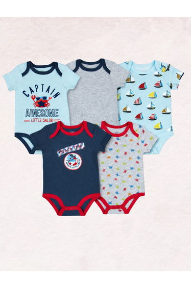 Pack of 5 -Little Sailor Theme Bodysuit