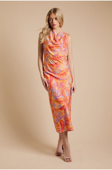 Cowl Neck Sleeveless Midi Dress