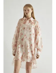 Dusty Peach Floral Hi-Low Shirt-Dress - 3