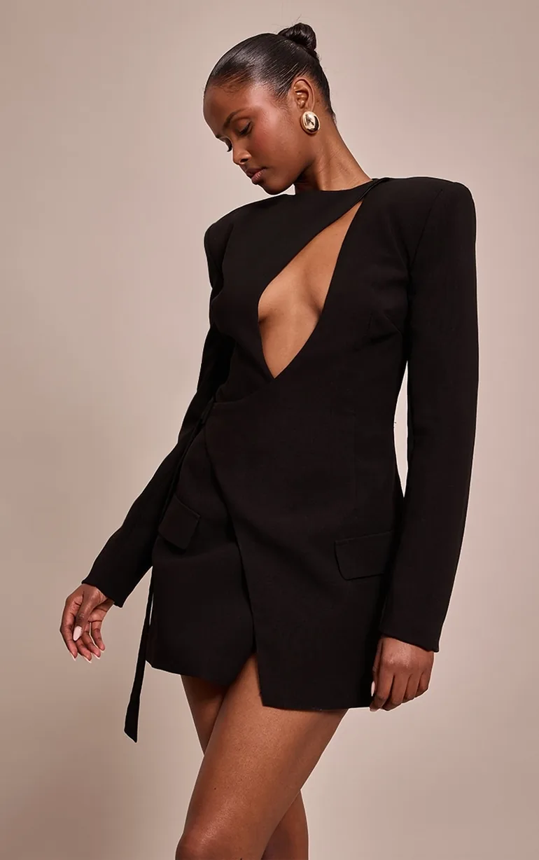 plt black cut out dress Black Maxi Dress with Cut Outs