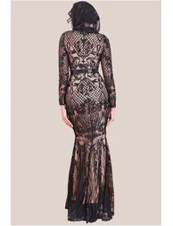 Goddiva Modesty Sequin Evening Maxi Dress - Black - 1