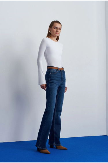 Dilvin Slim Fit Long Sleeve Crew Neck Blouse