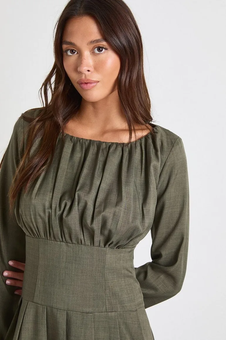 long sleeve white tennis dress Breezy Long Sleeve Tennis Shirt for Women Navy With Green/White Trim / M