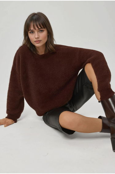 Bearded Crew Neck Ultra Soft Touch Knit Sweater