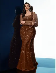 QOQ Evening Gown Women Rhinestone Formal Dress - 6