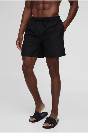 Mid Length Swim Short in Black - black