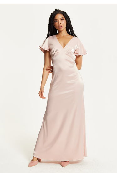 Short Sleeve Light Pink Maxi Dress