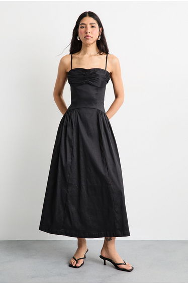 Dropped Waist Ruched Bust Dress
